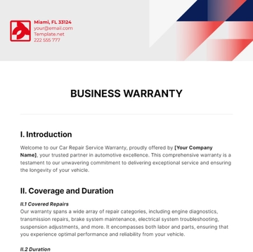 Free Business Warranty Template to Edit Online