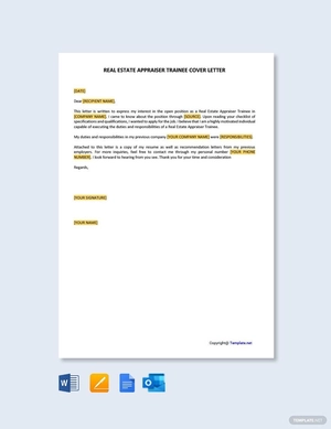 Real Estate Appraiser Trainee Cover Letter
