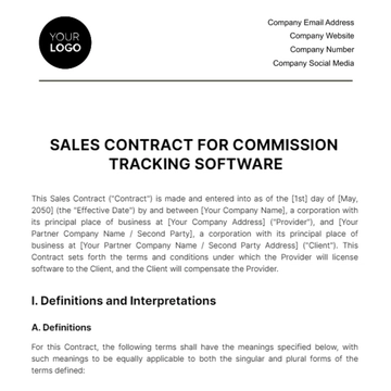 Free Sales Contract for Commission Tracking Software Template to Edit Online
