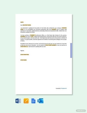 Real Estate Sales Assistant Cover Letter