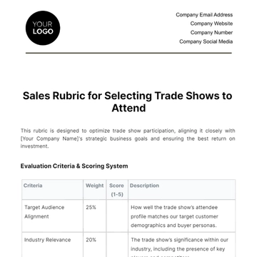 Free Sales Rubric for Selecting Trade Shows to Attend Template to Edit Online