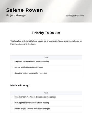 Free Priority To Do List Template to Edit Online
