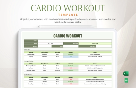 Cardio Workout Template