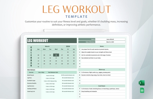 Leg Workout Template