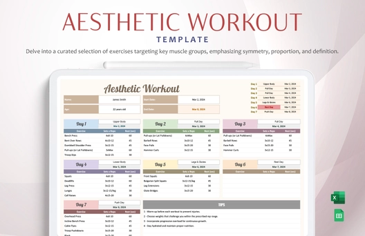 Aesthetic Workout Template