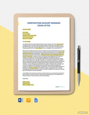 Construction Account Manager Cover Letter Template
