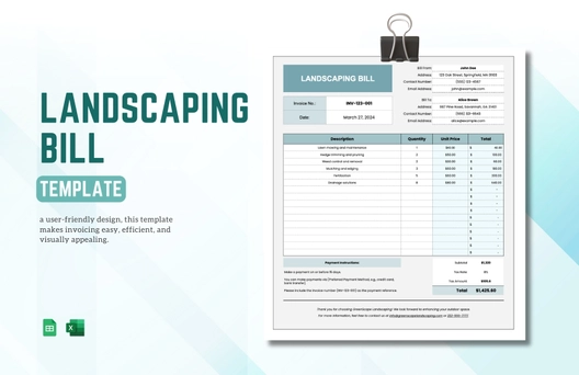 Landscaping Bill Template Landscaping Bill Template