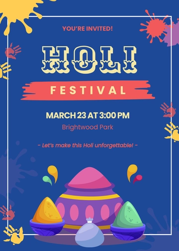 Free Happy Holi Invitation Template to Edit Online