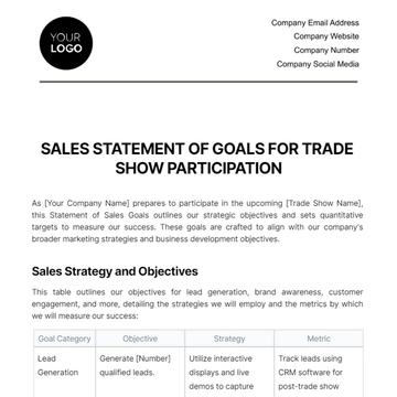 Free Sales Statement of Goals for Trade Show Participation Template to Edit Online