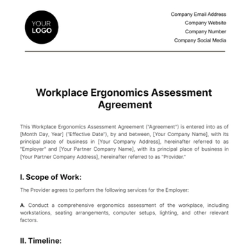 Free Workplace Ergonomics Assessment Agreement Template to Edit Online