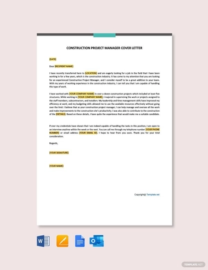 Construction Project Manager Cover Letter