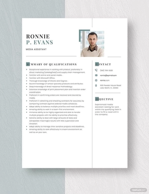 Media Assistant Resume