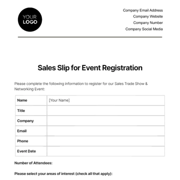 Free Sales Slip for Event Registration Template to Edit Online