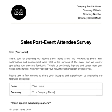 Free Sales Post-Event Attendee Survey Template to Edit Online