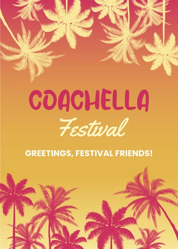 Free Coachella Festival Greeting Card Template to Edit Online