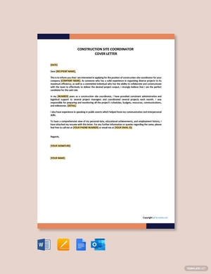 Construction Site Coordinator Cover Letter