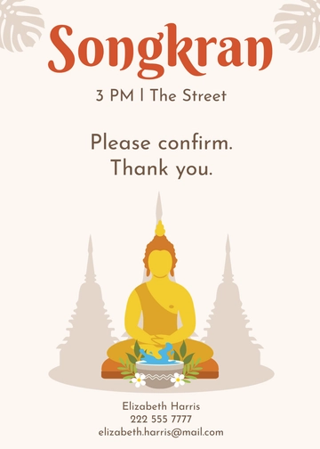 Free Songkran Invitation Card Template to Edit Online