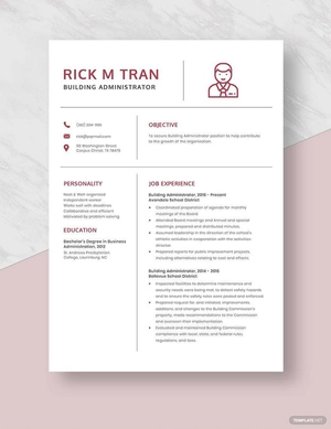 Building Administrator Resume