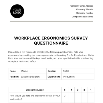 Free Workplace Ergonomics Survey Questionnaire Template to Edit Online