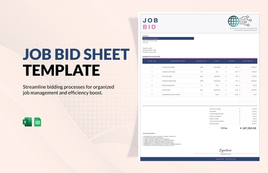 Job Bid Sheet Template