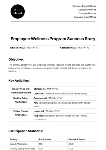 Free Employee Wellness Program Success Story Template to Edit Online