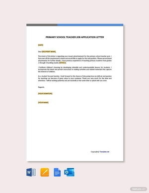 Primary School Teacher Job Application Letter