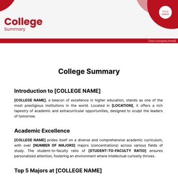 Free College Summary Template to Edit Online