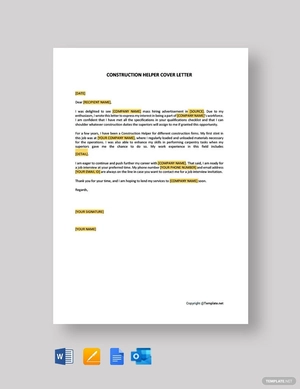 Construction Helper Cover Letter