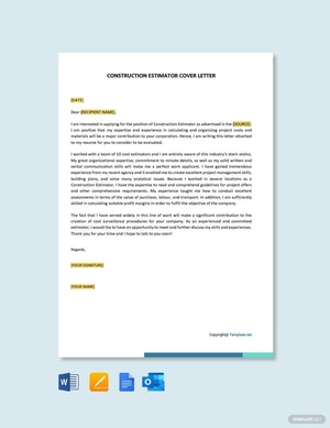 Construction Estimator Cover Letter
