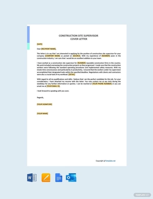 Construction Site Supervisor Cover Letter