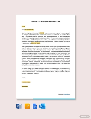 Construction Inspector Cover Letter