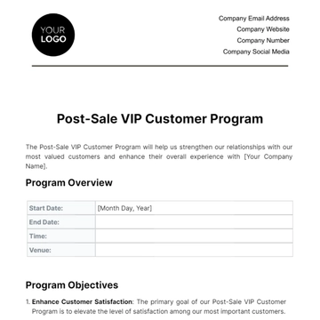 Free Post-Sale VIP Customer Program Template to Edit Online
