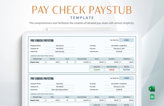 Pay Check Paystub Template