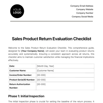 Free Sales Product Return Evaluation Checklist Template to Edit Online