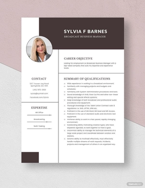 Broadcast Business Manager Resume