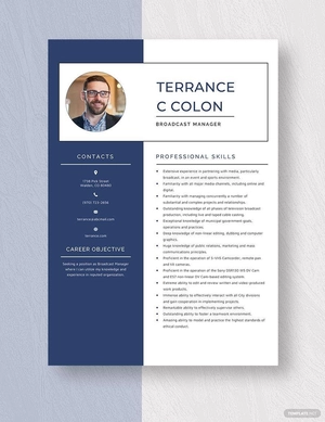 Broadcast Manager Resume