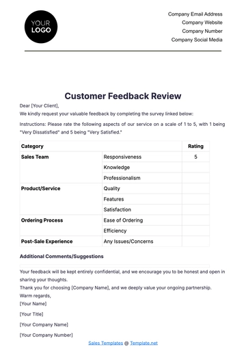 Free Customer Feedback Review Template to Edit Online