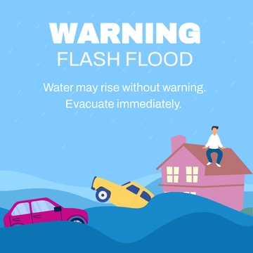 Free Flood Warning Social Media Post Template to Edit Online