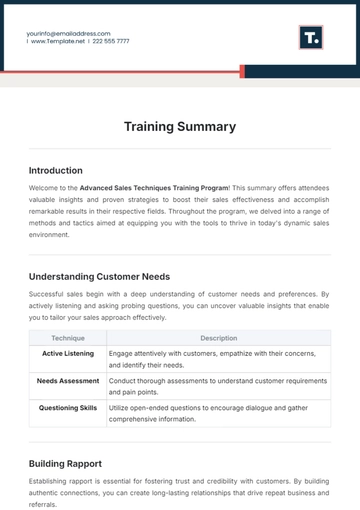 Free Training Summary Template to Edit Online