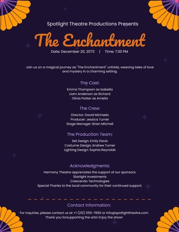 Free Theatre Program Template to Edit Online