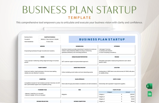 Business Plan Startup Template