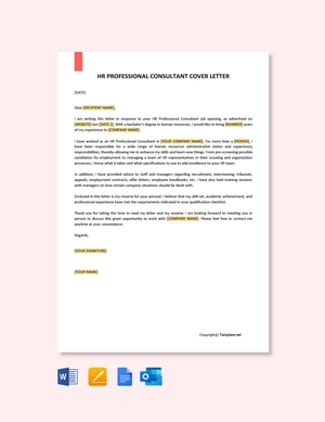 HR Professional Consultant Cover Letter