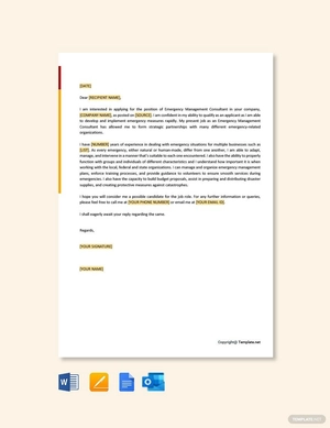 Emergency Management Consultant Cover Letter Template