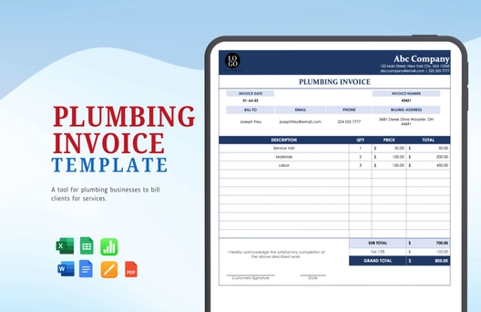 Plumbing Invoice Template Plumbing Invoice Template