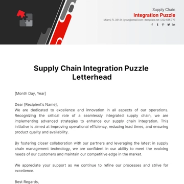 Free Supply Chain Integration Puzzle Letterhead Template to Edit Online