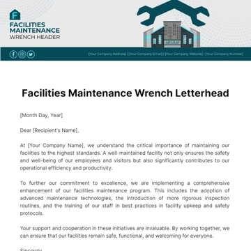 Free Facilities Maintenance Wrench Letterhead Template to Edit Online