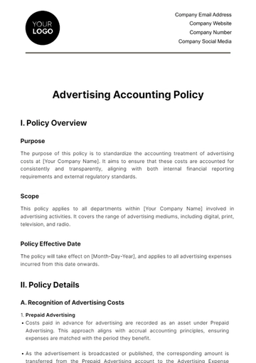 Free Advertising Accounting Policy Template to Edit Online