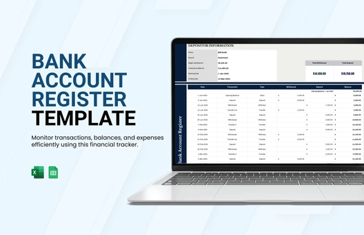 Bank Account Register Template