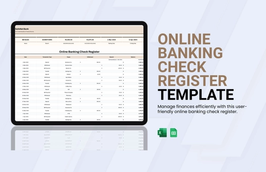 Online Banking Check Register Template