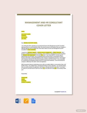 Management and HR Consultant Cover Letter Template